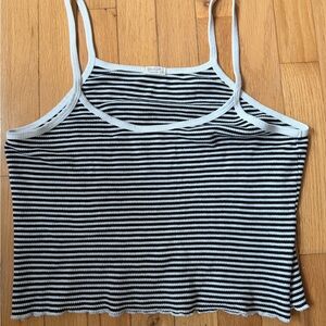 Brandy Melville Black & White Striped Ribbed Tank Top
